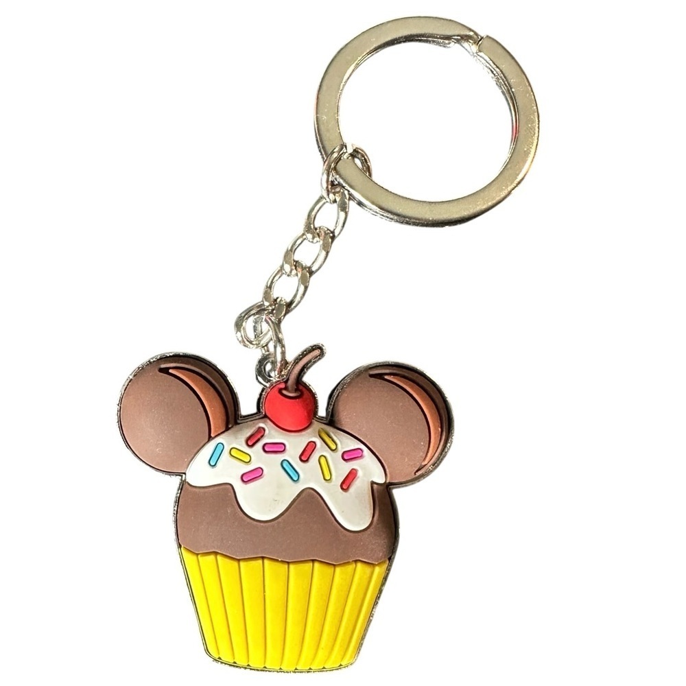 Disney Cupcake Mouse Keychain - Yellow and Brown NWOT